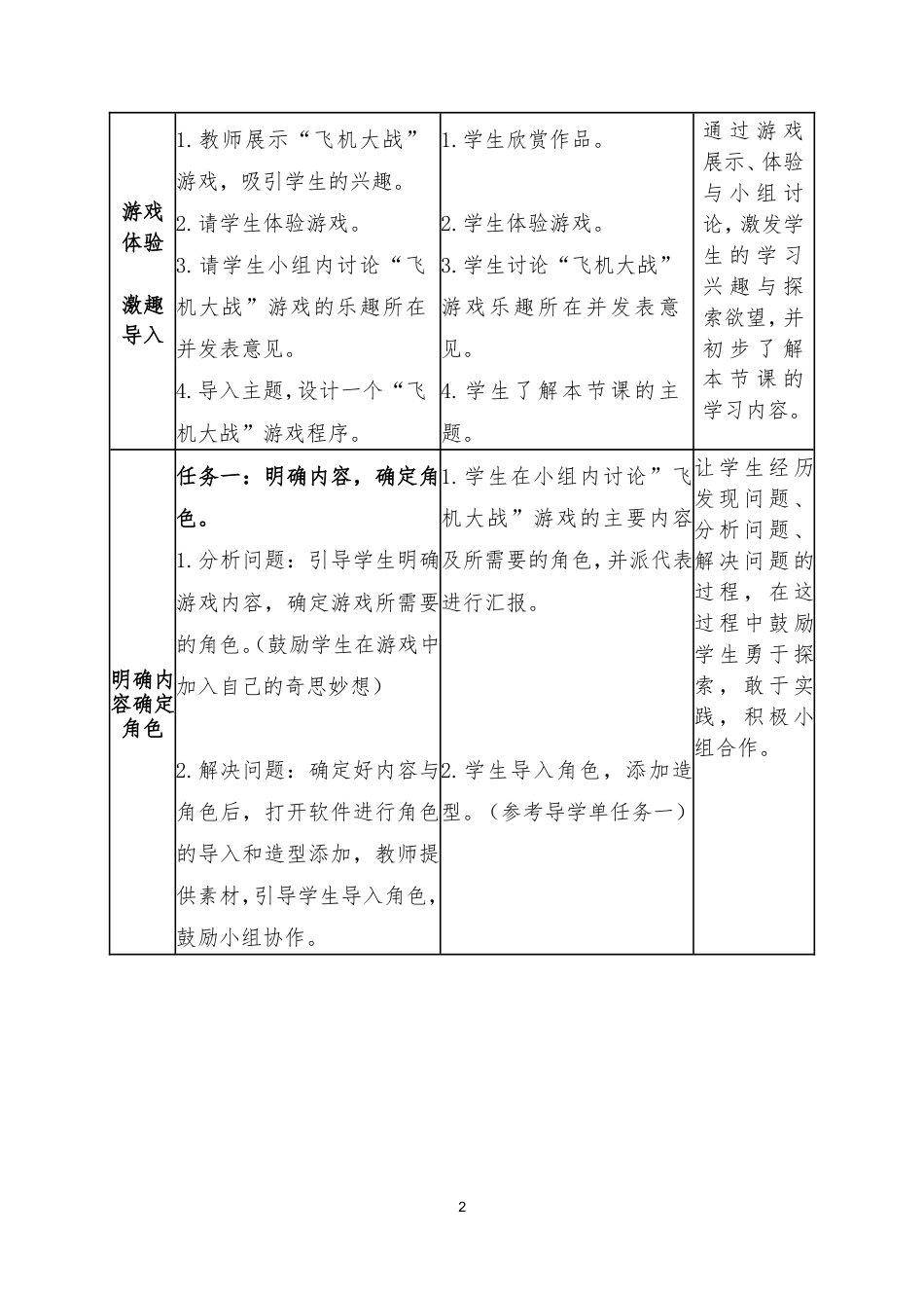 粤教版小学信息技术01《综合活动：飞机大战（第一课时）》教学设计.doc_第2页