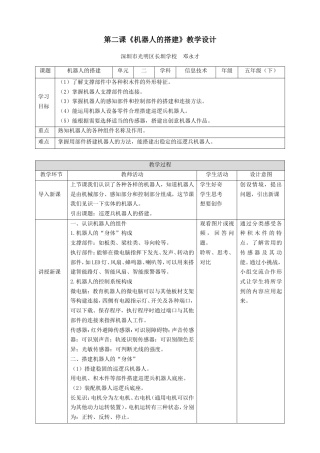 粤教版小学信息技术第2课 机器人的搭建（教学设计）.doc