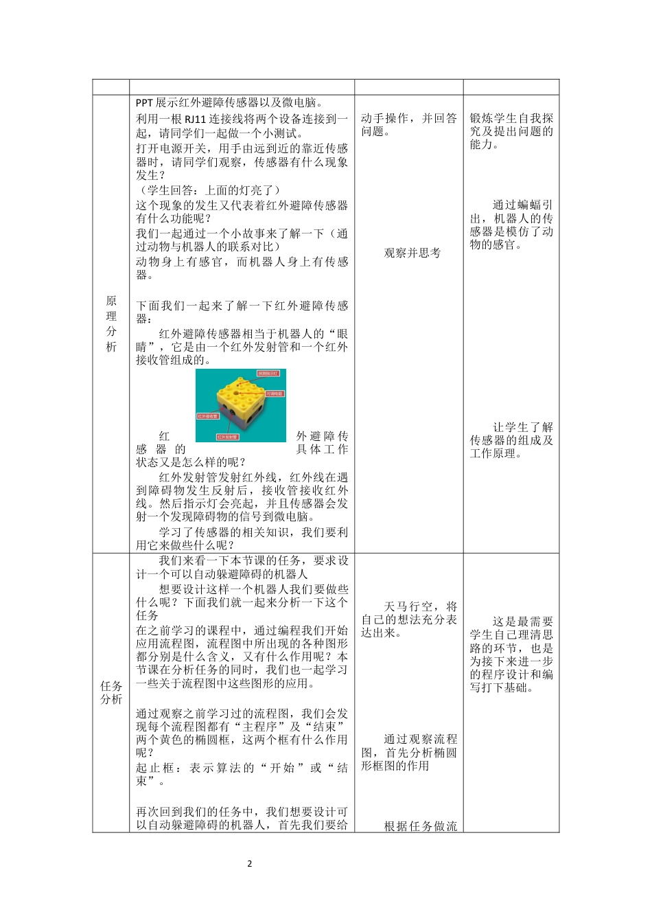 粤教版小学信息技术第五课自动避障机器人第一课时(教学设计).docx_第2页