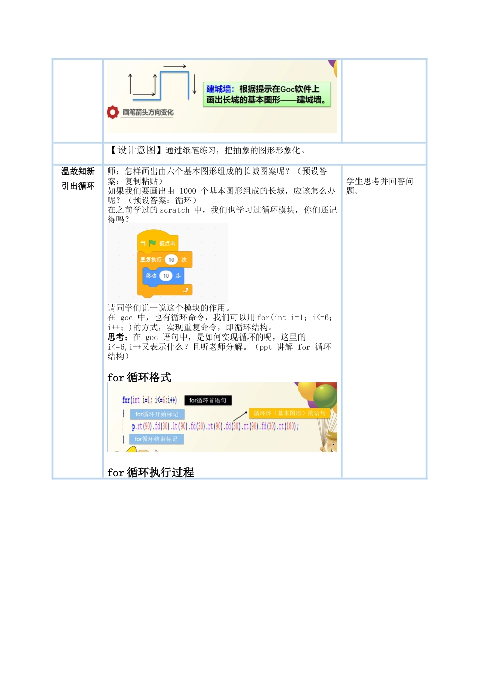 粤教版小学信息技术课时教案_第5课 筑长城-05-第5课《筑长城-探秘for循环》-教学设计.docx_第3页