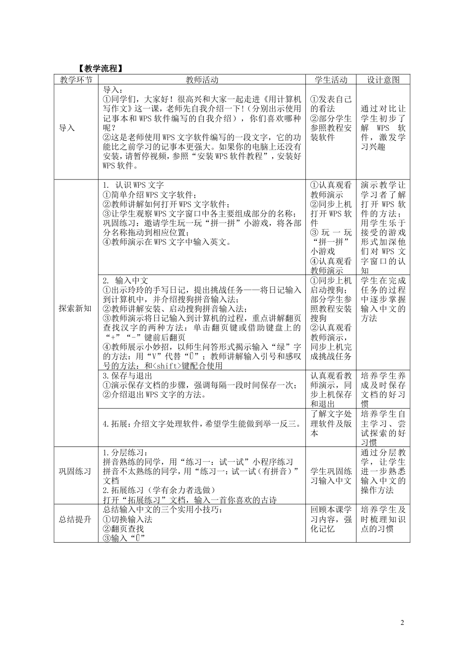 粤教版小学信息技术课时教案_第7课  用计算机写作文-《用计算机写作文》教学设计.doc_第2页