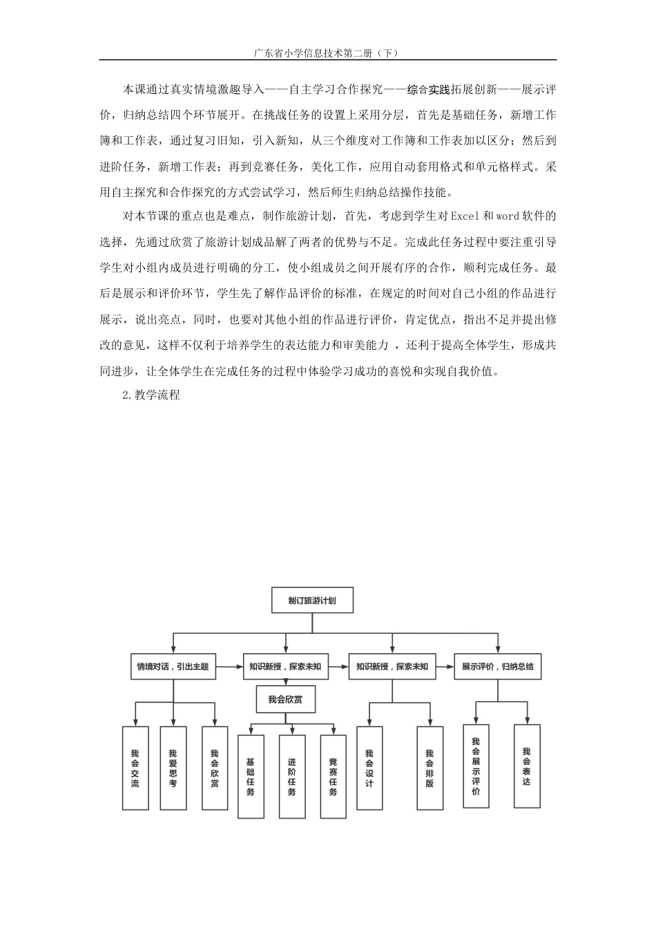 粤教版小学信息技术课时教案_信息技术：制订旅游计划-第5课 制作旅游计划（教学设计）.docx_第2页