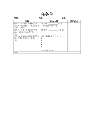 粤教版小学信息技术课时教案QQ即时交流-【资料】《QQ即时交流》任务单.docx