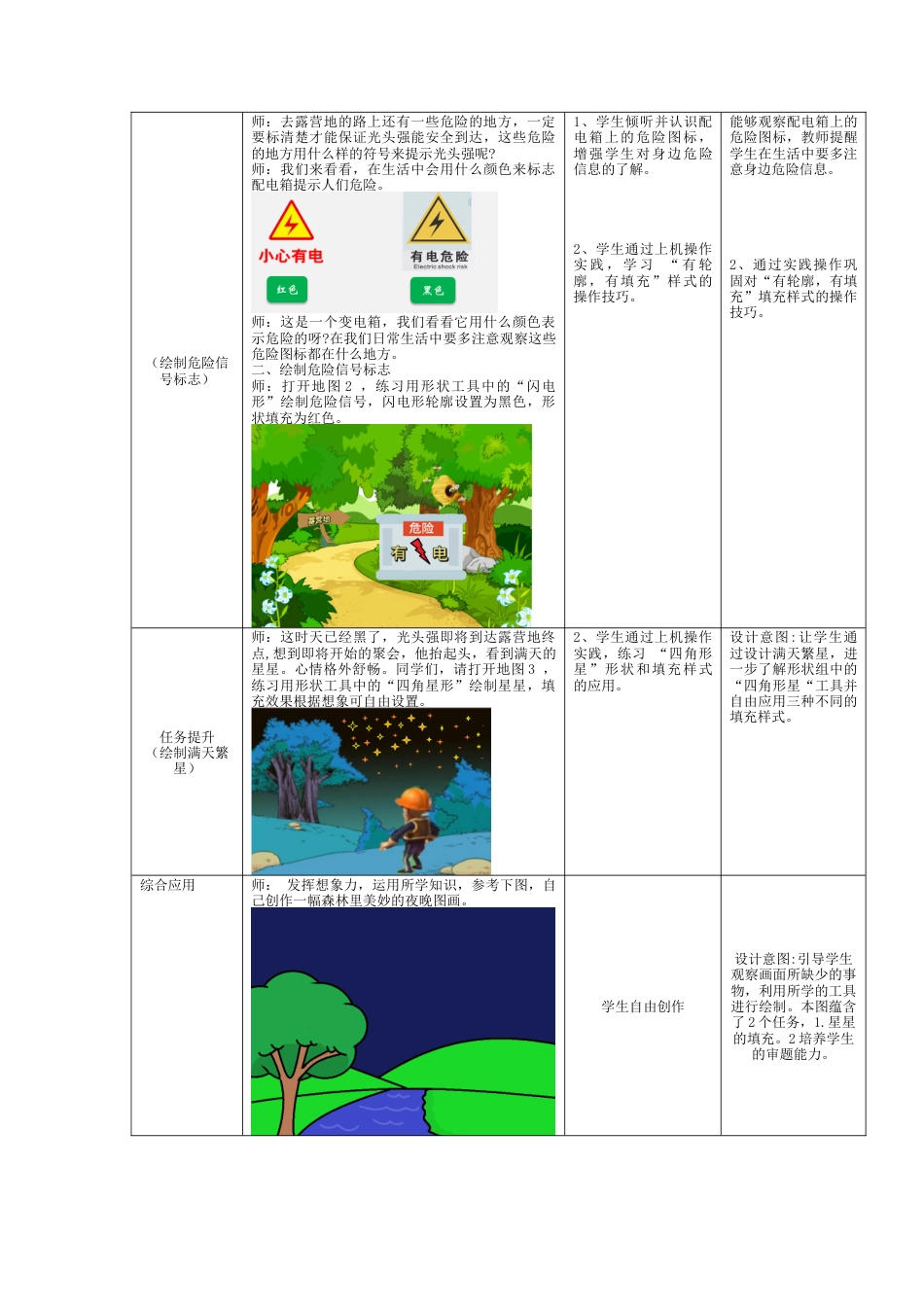 粤教版小学信息技术三年级（上）第8课《悠悠满天星》-第8课《悠悠满天星——光头强森林之旅》教学设计.docx_第3页