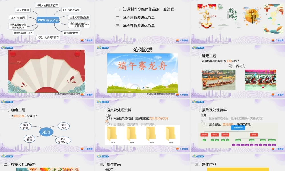 粤教版小学信息技术-0第一单元第10课端午说龙舟——多媒体作品的制作-课件.pptx