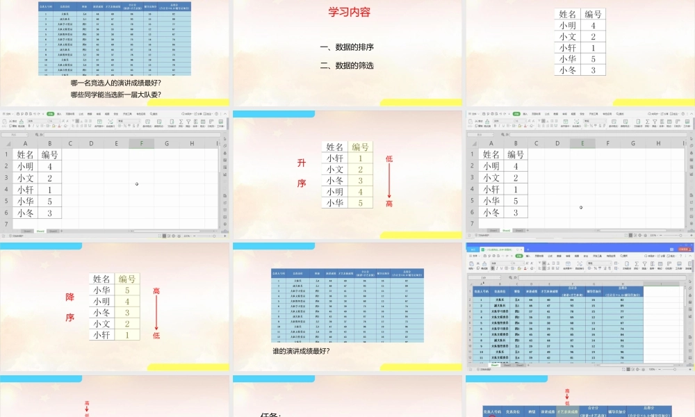 粤教版小学信息技术-第二单元 信息技术王国的小管家竞选大队委——数据的排序与筛选-课件.pptx