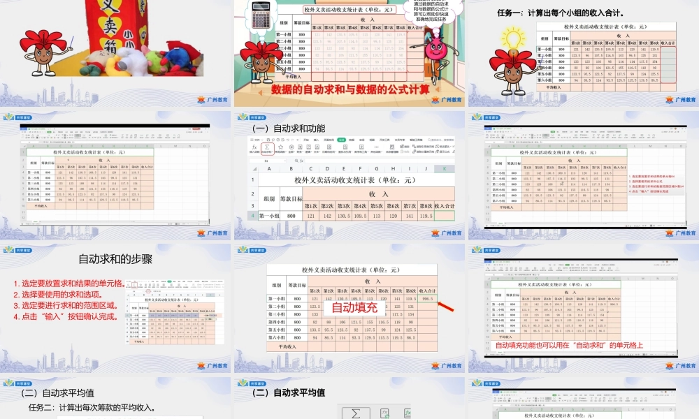 粤教版小学信息技术-第二单元 信息技术王国的小管家义卖活动月——数据的计算-课件.pptx