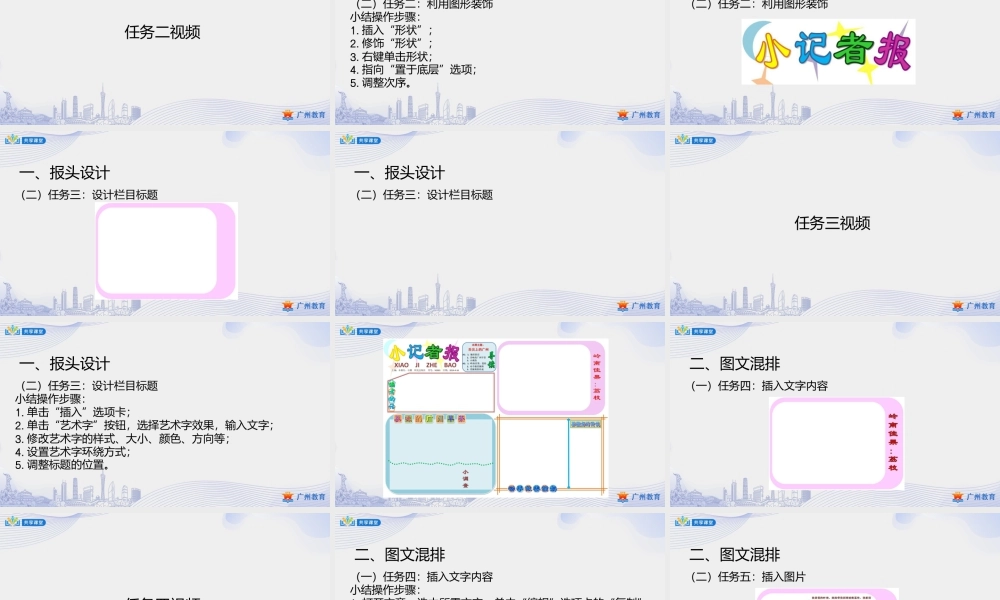 粤教版小学信息技术-第三单元 信息技术王国的小编辑图文巧编排——报头设计与图文混排-课件.pptx