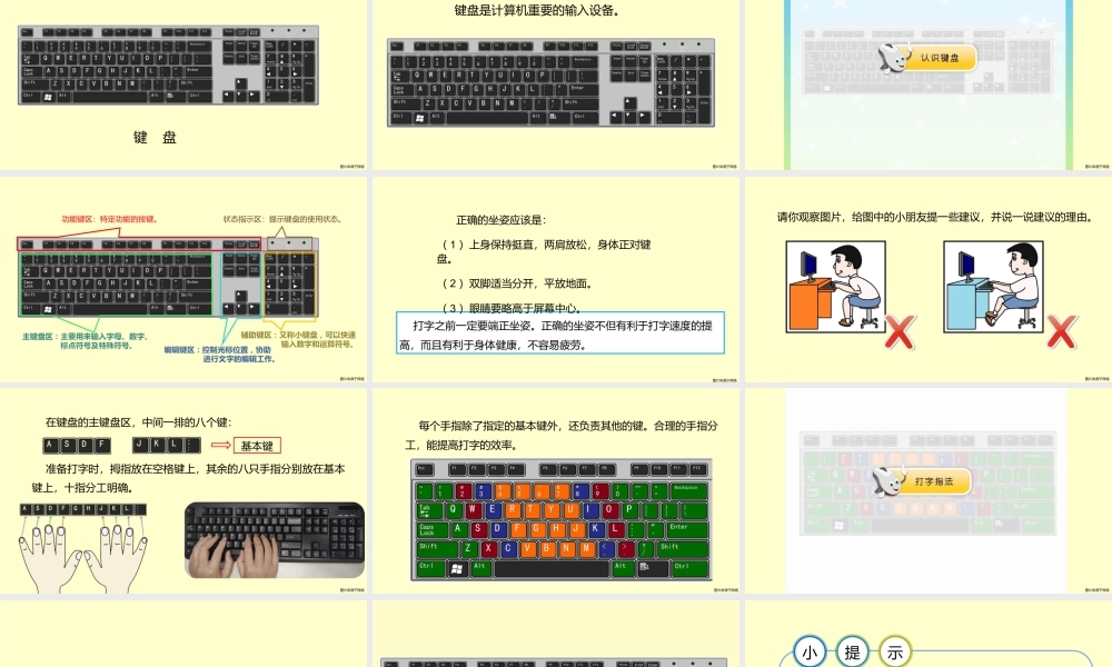 粤教版小学信息技术-全部课程《打字小帮手—英文打字入门及中排键指法》-课件.pptx