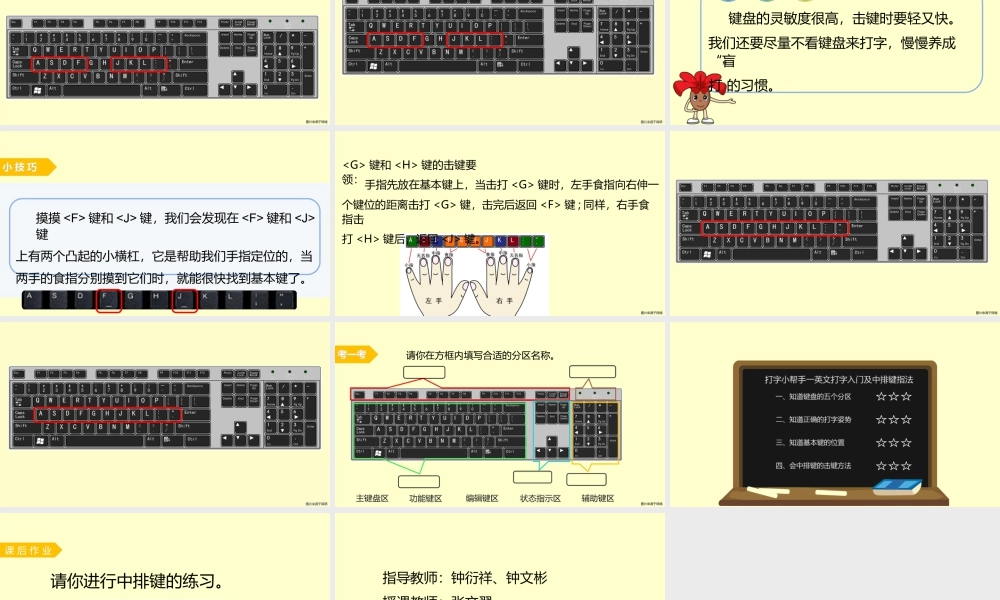 粤教版小学信息技术-全部课程《打字小帮手—英文打字入门及中排键指法》-课件.pptx