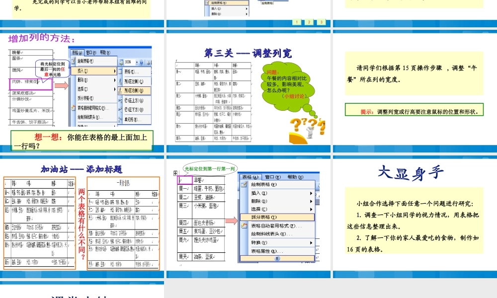 泰山版小学信息技术课件-《制作一周食谱表》教学课件1.ppt