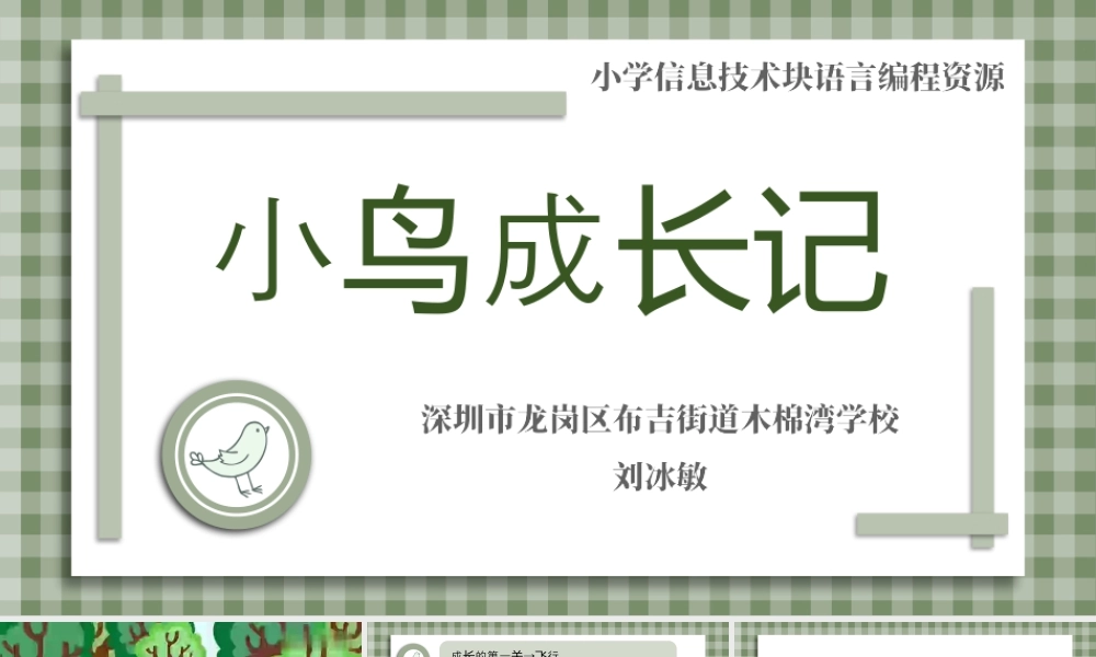 小学三年级信息技术（上）第15课《小学低年龄段学生编程入门-块编程之捉虫》-三年级《小鸟成长记》课件.pptx