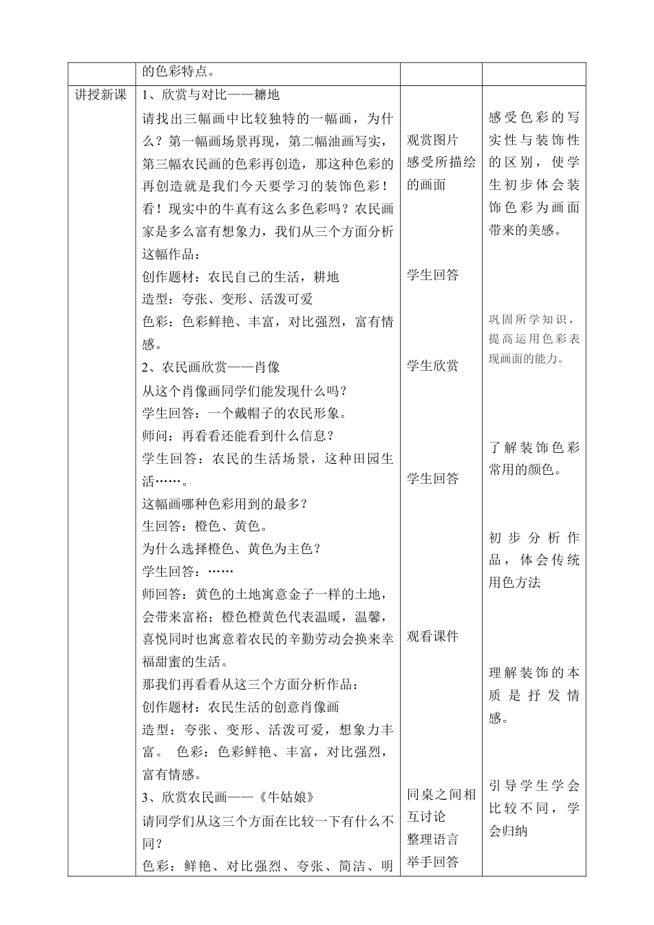 人美版美术六年级下册课时教案-第3课《装饰色彩》教案（表格式）.doc_第2页