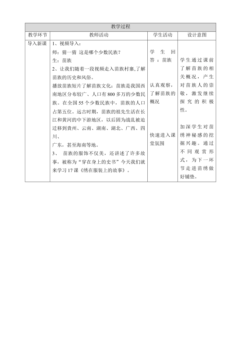 人美版美术六年级下册课时教案-第17课  绣在服装上的故事 教案（表格式）.doc_第2页