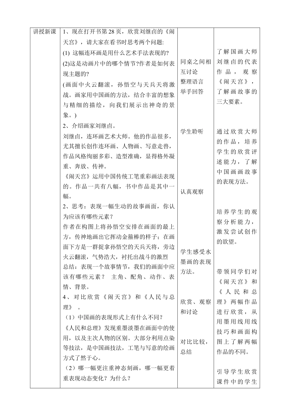 人美版美术六年级下册课时教案-第11课  画故事教案（表格式）.doc_第2页