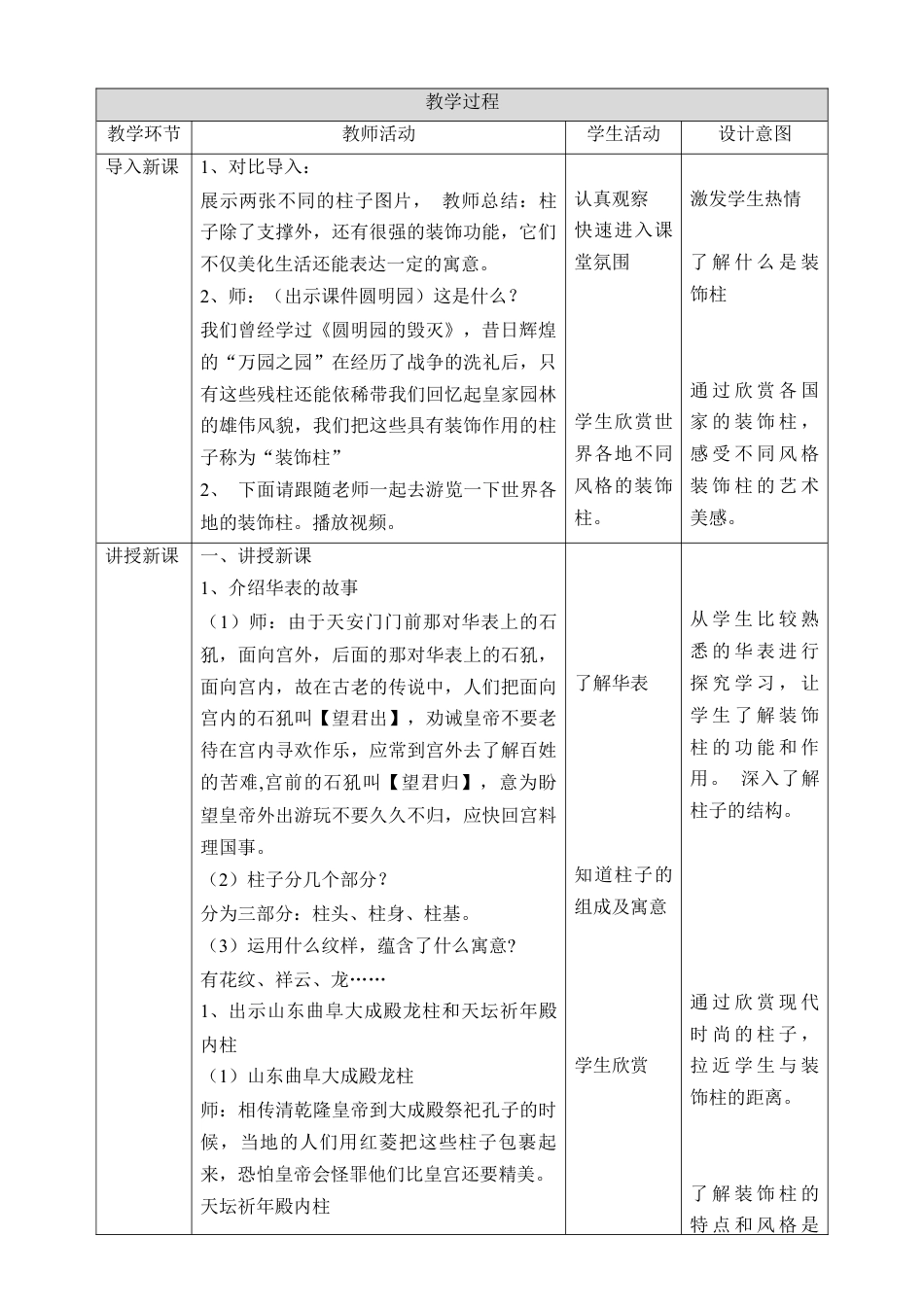 人美版美术六年级下册课时教案-第8课  装饰柱 教案（表格式）.doc_第2页