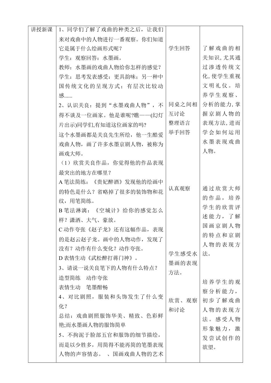 人美版美术六年级下册课时教案-第10课《戏曲人物》教案（表格式）.doc_第2页