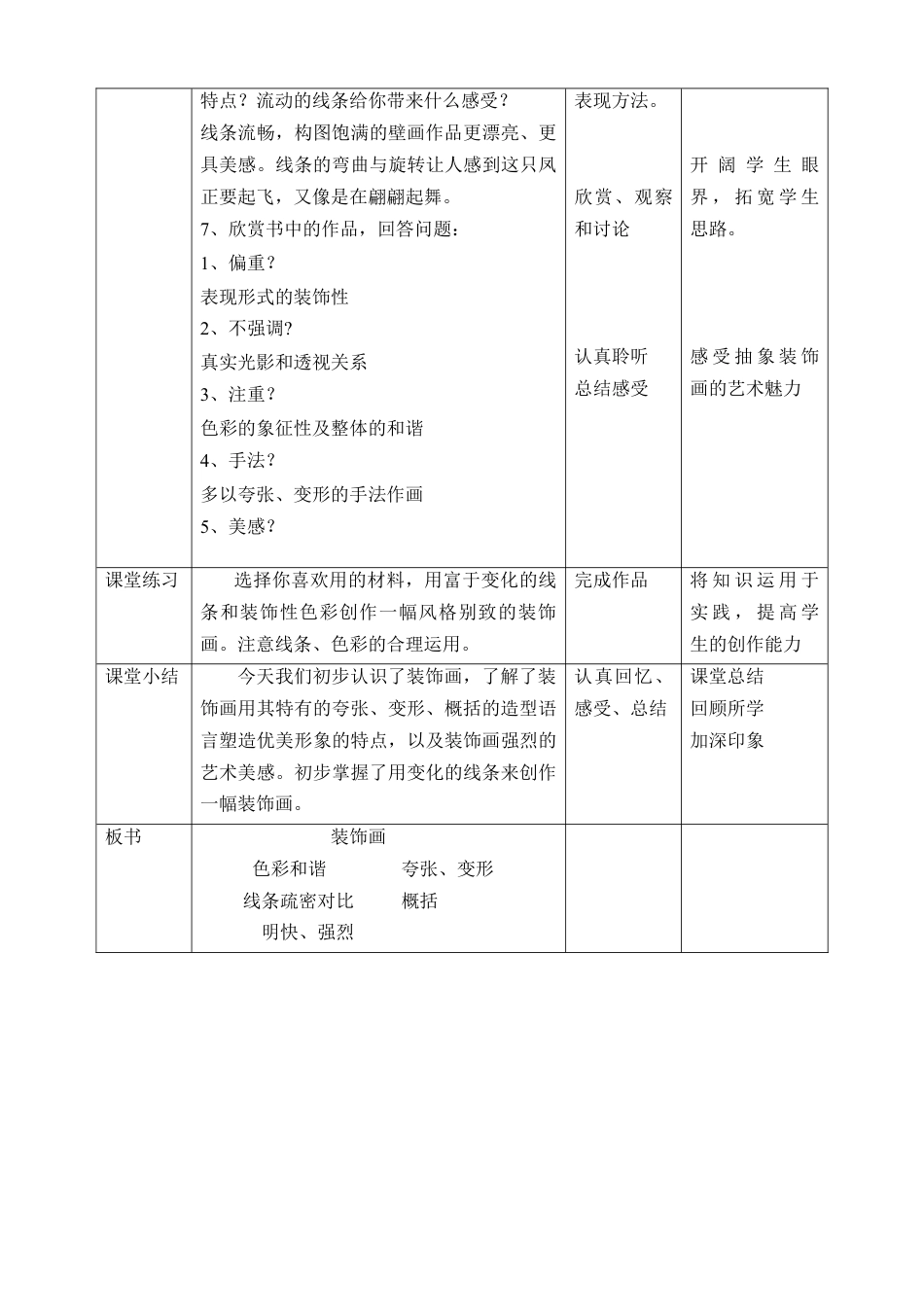 人美版美术六年级下册课时教案-第4课《装饰画》教案（表格式）.doc_第3页