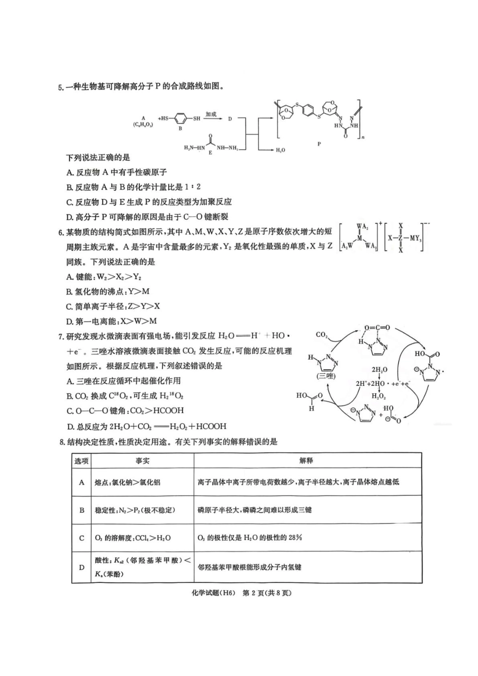 湖南长沙市雅礼中学2025-2026学年高三上学期2月期末化学试题（含答案）.pdf_第2页