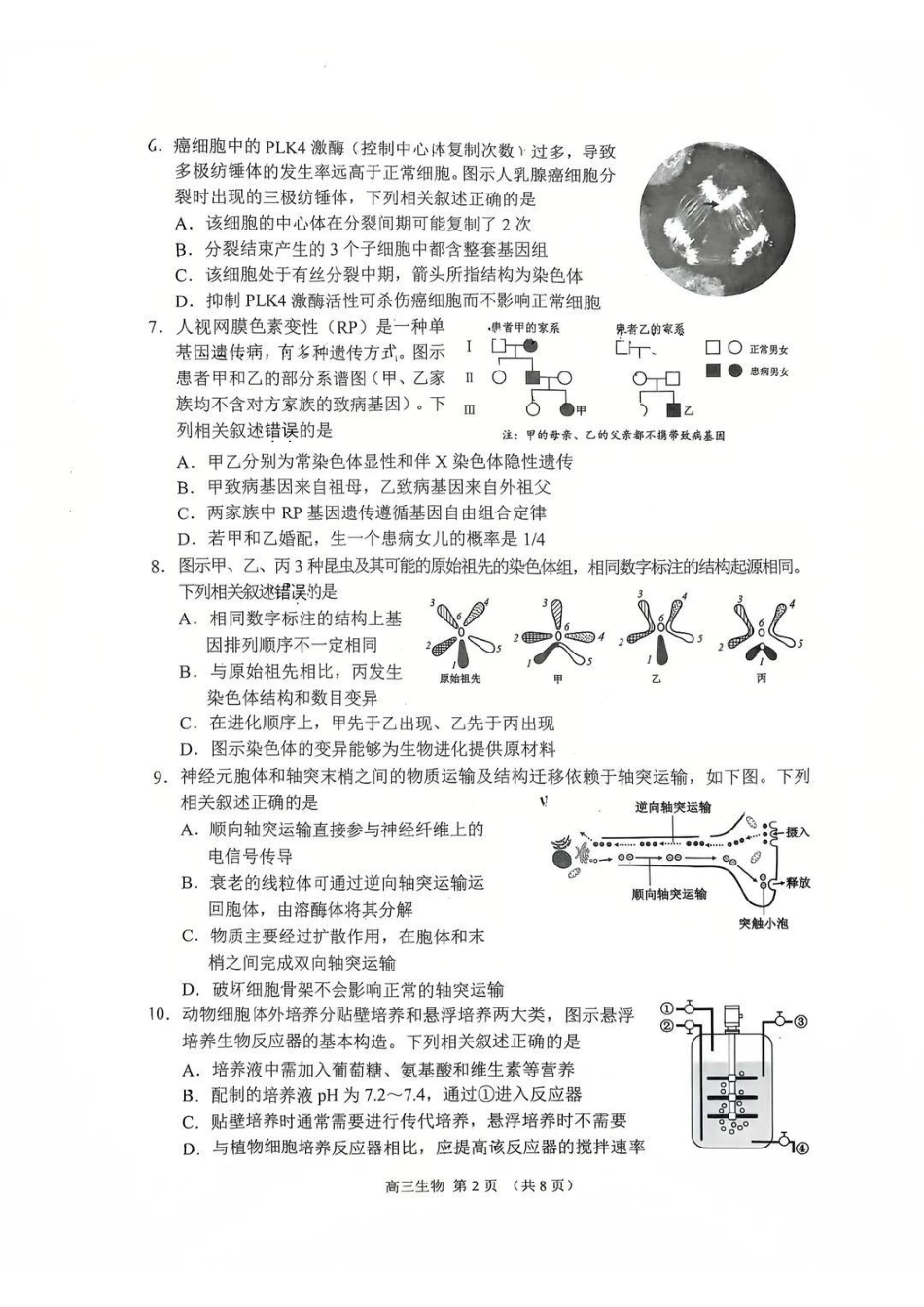 江苏省苏州市2025-2026学年高三上学期期末考试生物试卷（含答案）.pdf_第2页