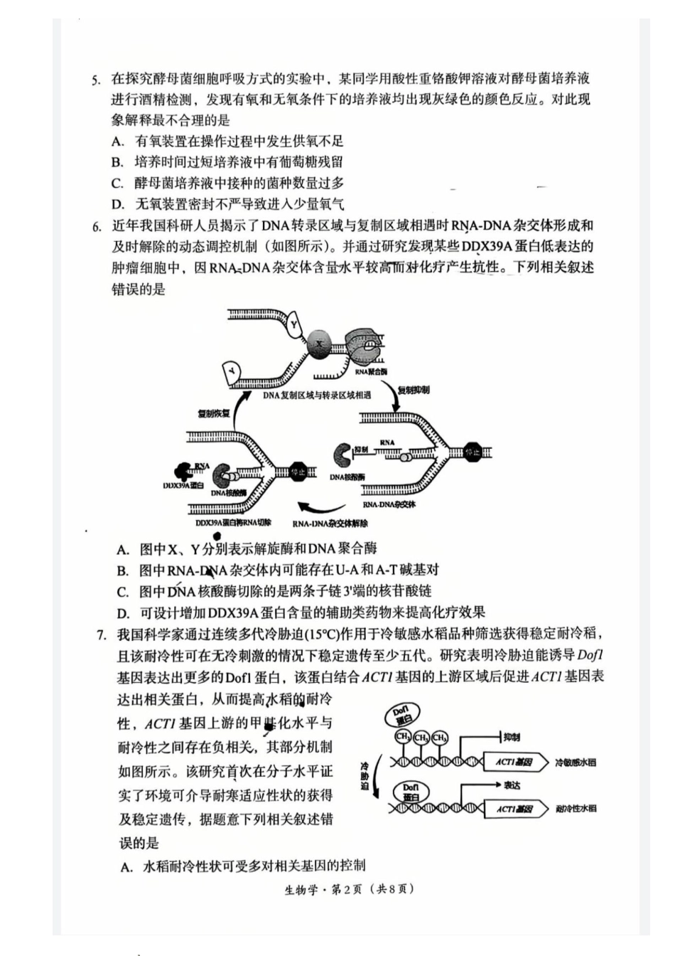 巴中市普通高中2023级“一诊”考试生物试卷（含答案）.pdf_第2页