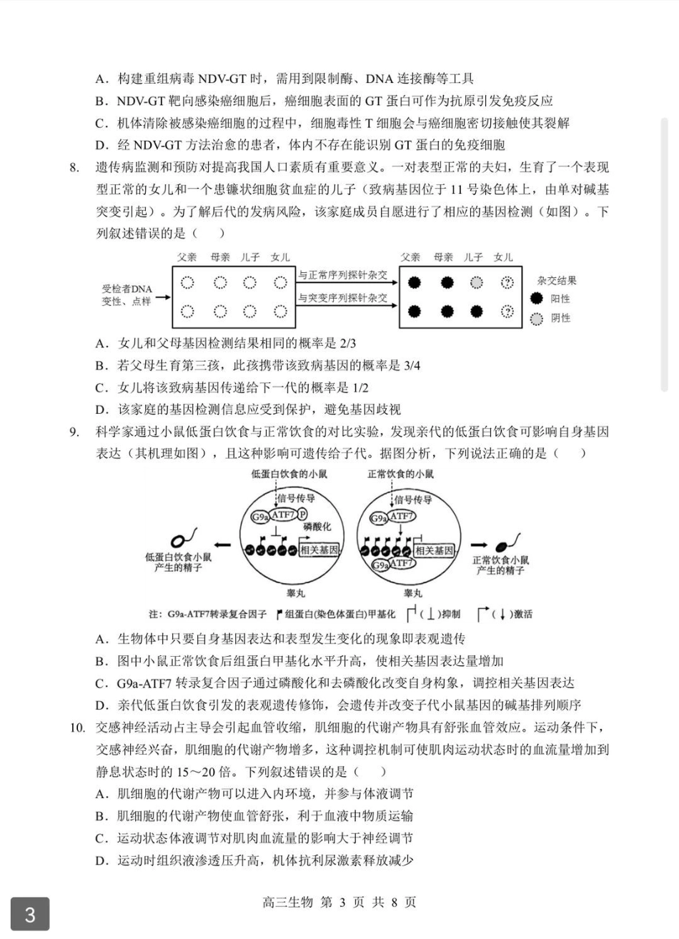 2026年湖北省部分重点中学高三第二次联考生物试卷及答案.pdf_第3页