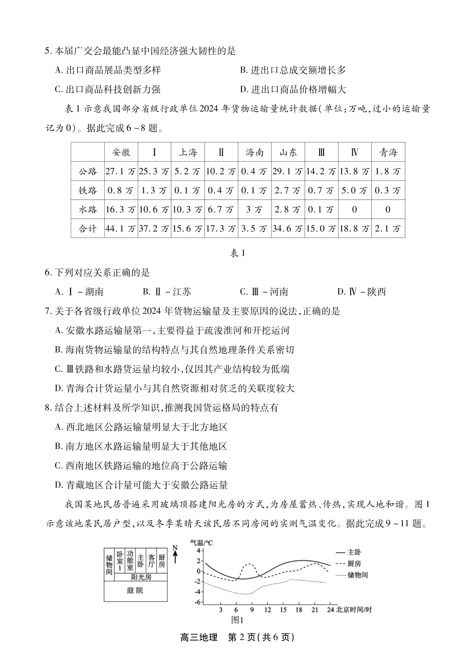 安徽省鼎尖联考2025-2026学年高三上学期期末过程性学科素质评价 地理试卷及答案.pdf_第2页