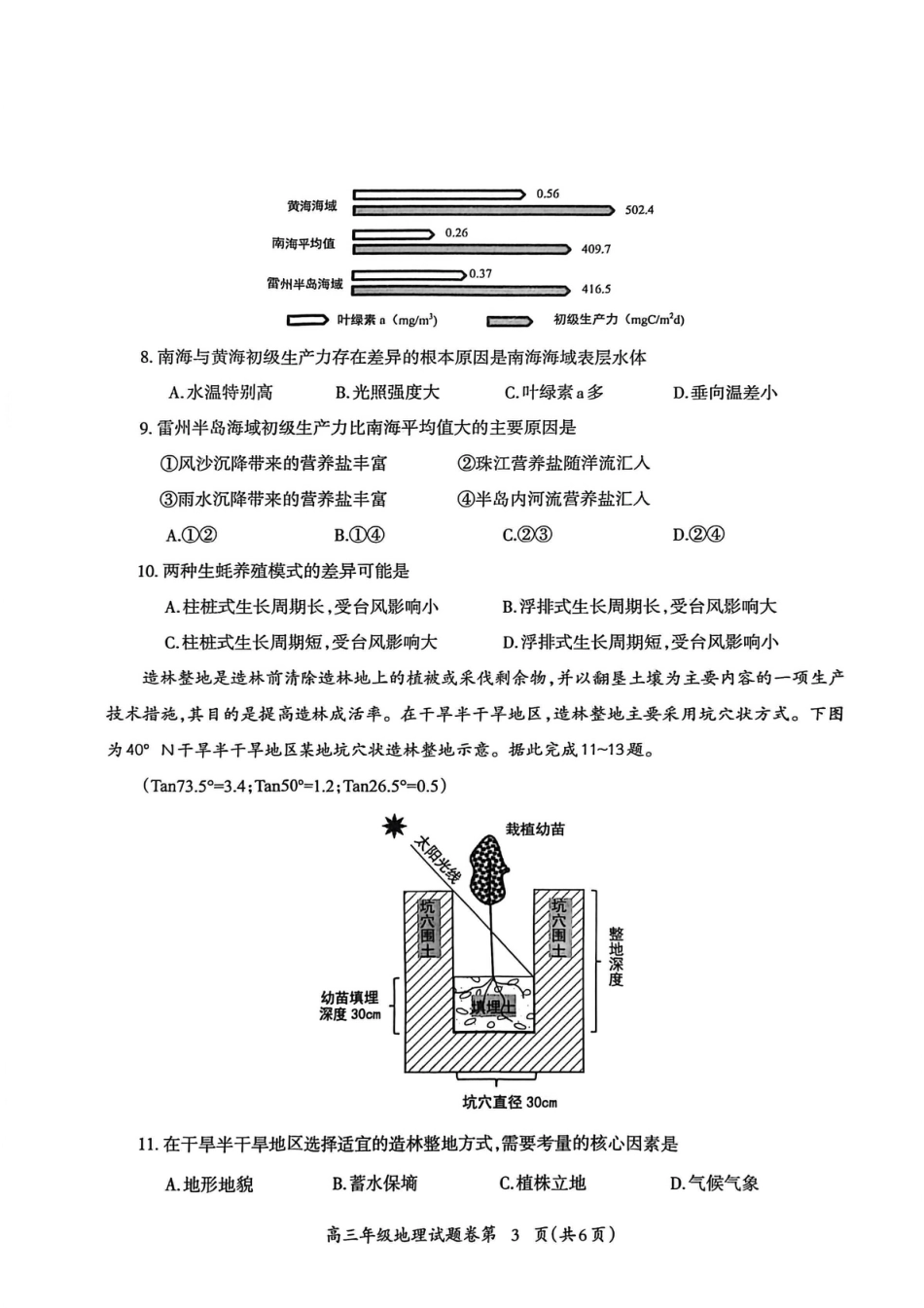 2026届芜湖市高三上学期教学质量监控地理试题及答案.pdf_第3页