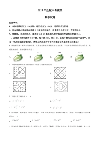 2025年江苏省盐城市亭湖区九年级中考三模数学试卷（含答案解析）.docx