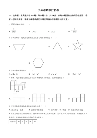 2023年江苏省徐州市沛县中考三模数学试卷（含答案解析）.docx