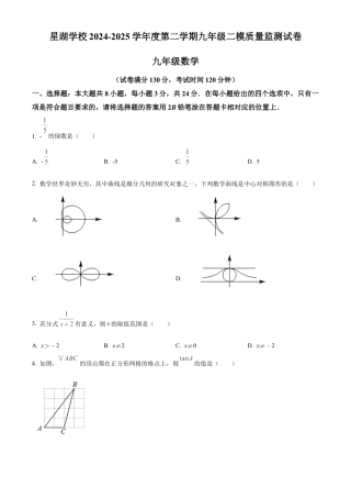 江苏省苏州工业园区星湖学校2025年中考二模监测数学卷（含答案解析）.docx