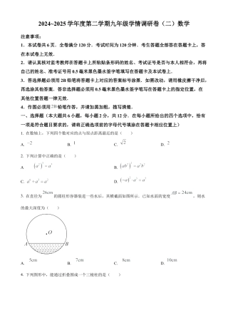 江苏省南京市玄武区2025年中考二模数学试卷（含答案解析）.docx