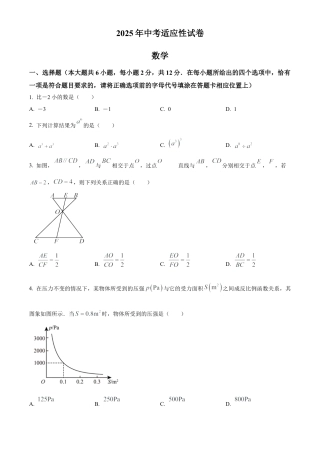 江苏省南京市师范大学附属中学仙林学校2025年中考适应性试卷 数学 (三模)（含答案解析）.docx