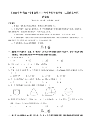 2025年中考模拟试卷（江苏南京专用）（含解析）.docx
