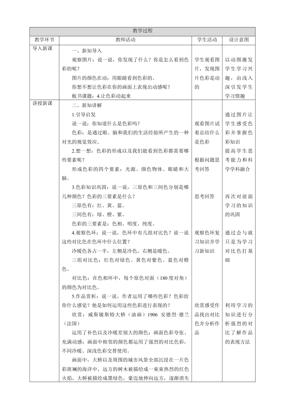 人美版小学五年级下册美术教案-第4课 让色彩动起来 教案.doc_第2页