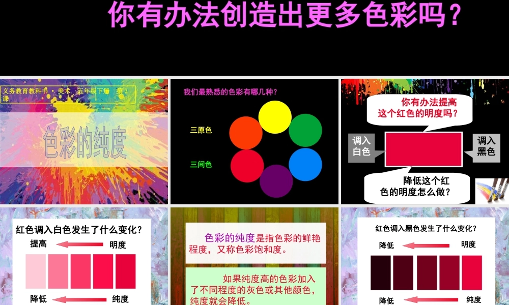 人美版小学五年级下册美术课件-第03课_色彩的纯度.ppt