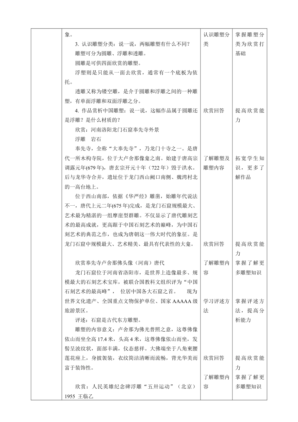 人美版小学五年级下册美术教案-第十七课 雕塑之美 教案.doc_第2页