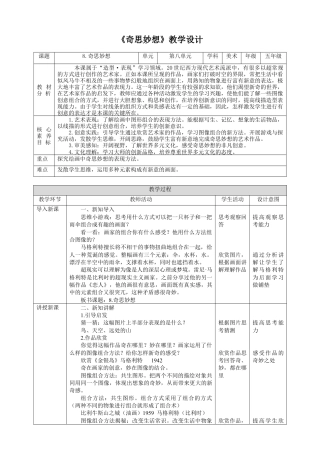 人美版小学五年级下册美术教案-第8课 奇思妙想 教案.doc
