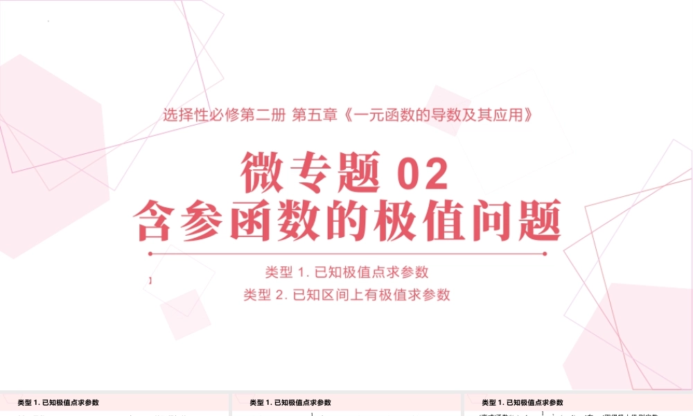 新人教版高中数学选择必修第二册同步PPT课件-微专题02 含参函数的极值问题.pptx