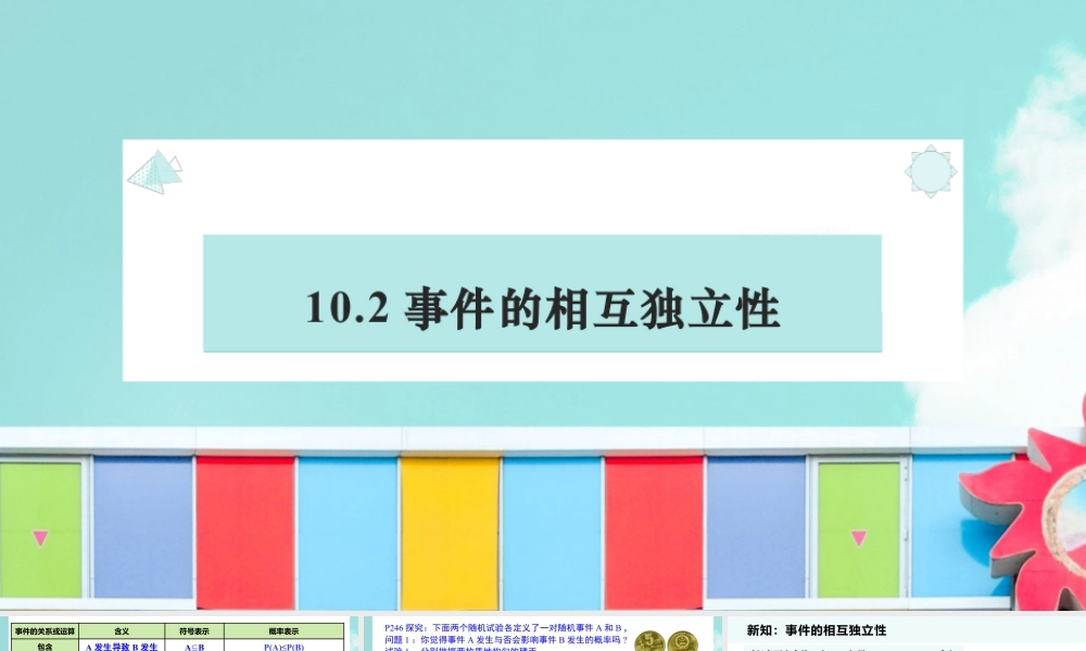 新人教版高中数学必修二全套优质同步ppt课件-10.2 事件的相互独立性.pptx