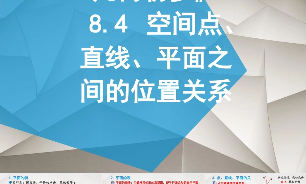 新人教版高中数学必修二全套优质同步ppt课件-8.4 空间点、直线、平面之间的位置关系(2个课时).pptx