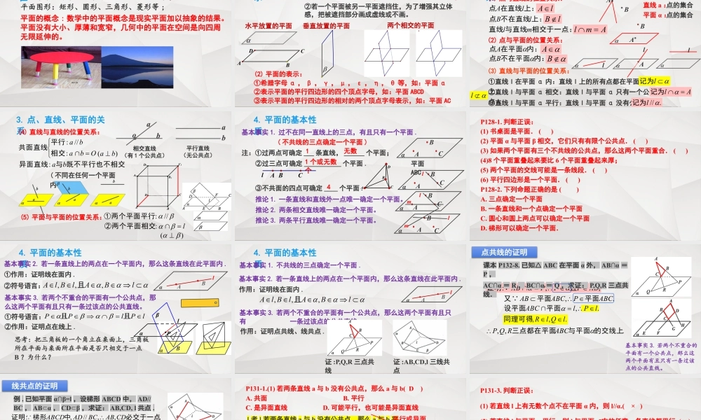 新人教版高中数学必修二全套优质同步ppt课件-8.4 空间点、直线、平面之间的位置关系(2个课时).pptx