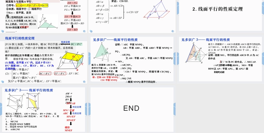 新人教版高中数学必修二全套优质同步ppt课件-8.5.2 直线与平面平行.pptx