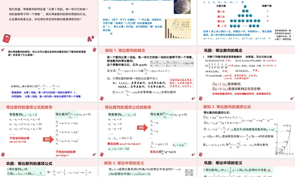 新人教版高中数学选择必修第二册同步PPT课件-4.3.1 等比数列的概念.pptx