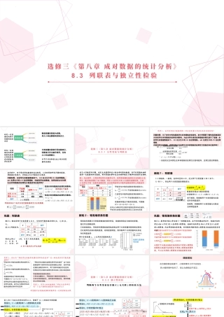 新人教版高中数学选择必修第三册同步PPT课件-8.3 列联表与独立性检验.pptx