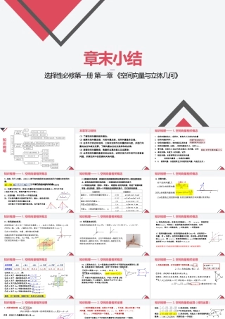 新人教版高中数学选择必修第一册同步PPT课件-第一章 空间向量与立体几何（章末小结）.pptx