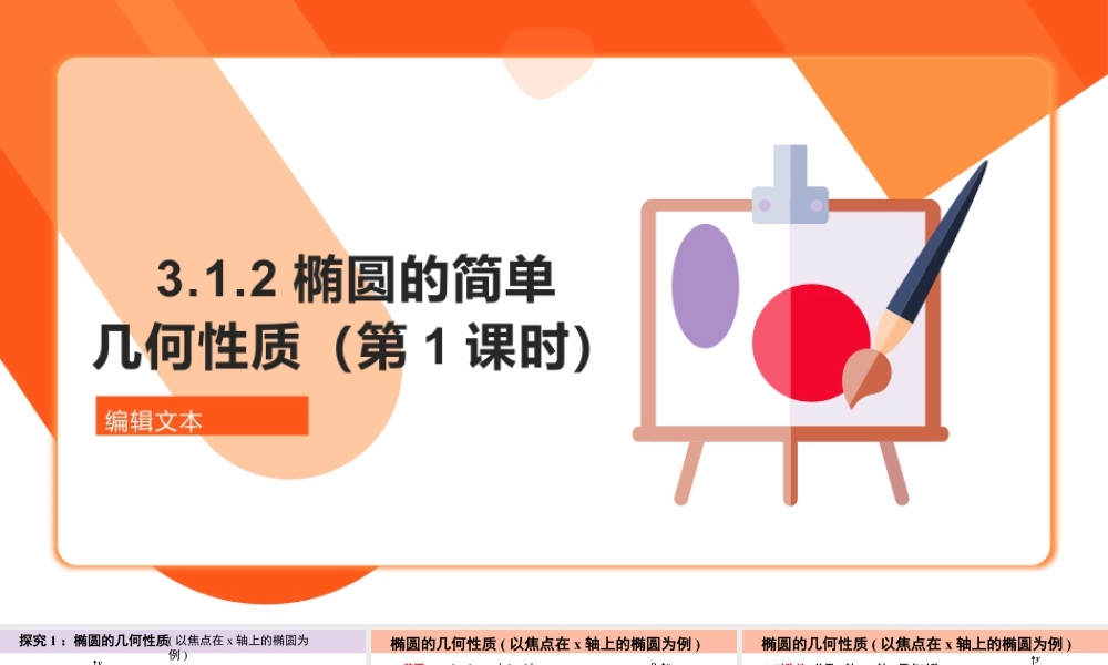 新人教版高中数学选择必修第一册同步PPT课件-3.1.2 椭圆的简单几何性质（第1课时 含3个微专题）.pptx