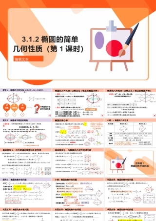 新人教版高中数学选择必修第一册同步PPT课件-3.1.2 椭圆的简单几何性质（第1课时 含3个微专题）.pptx