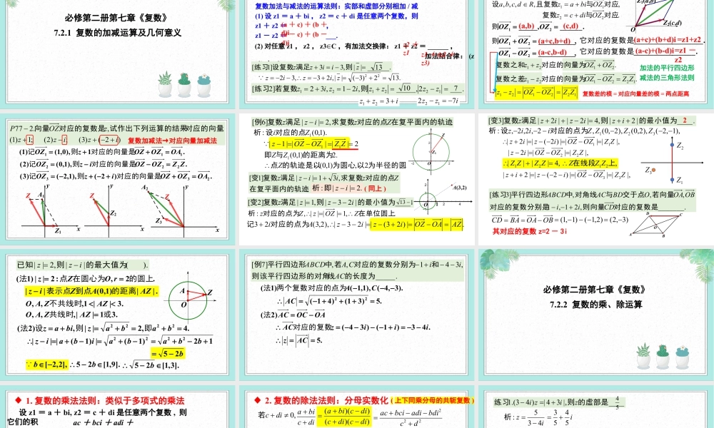 新人教版高中数学必修二全套优质同步ppt课件-7.2 复数的四则运算(2个课时).pptx