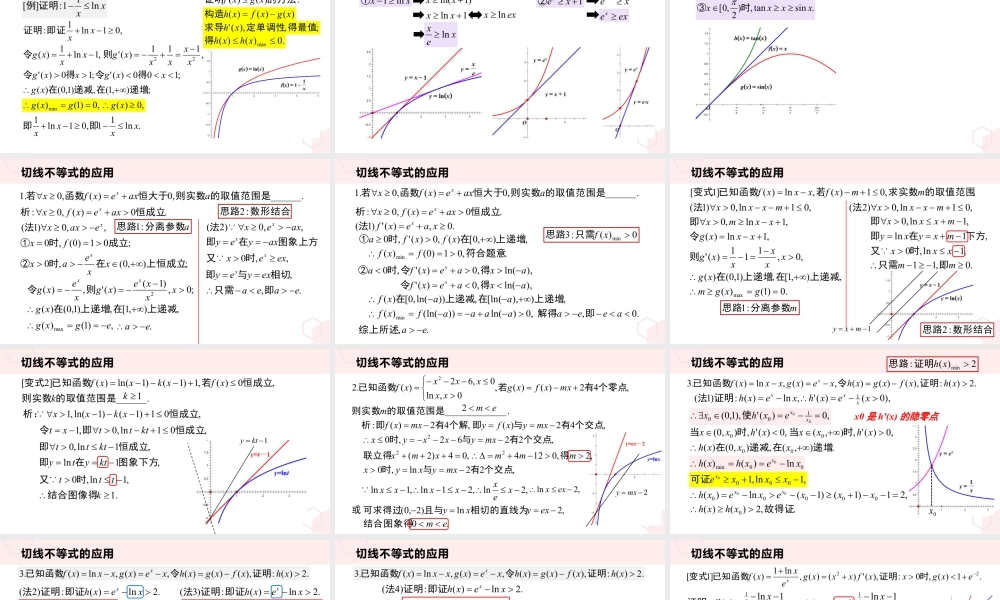 新人教版高中数学选择必修第二册同步PPT课件-微专题03 不等式与切线放缩的应用.pptx